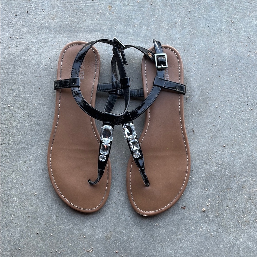 Personal Identity Sandals with Rhinestone Accents